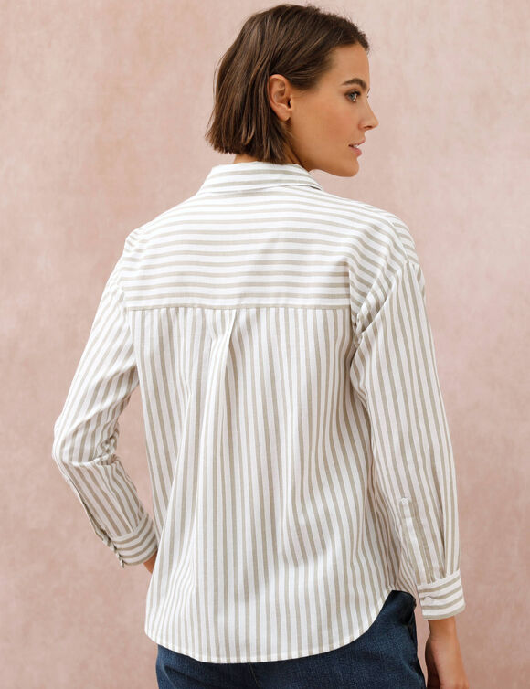 Chemise ample ray&eacute;e (blanc / kaki)