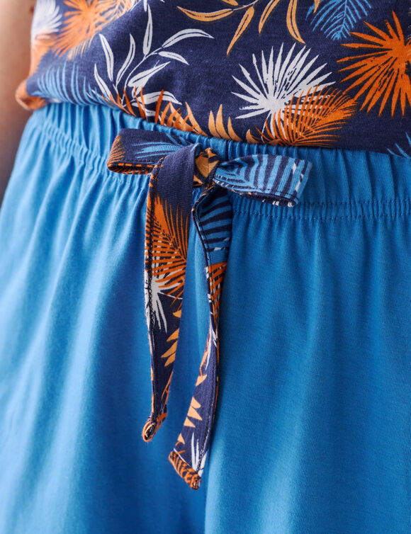 Short de pyjama en coton - uni tropical (bleu clair)