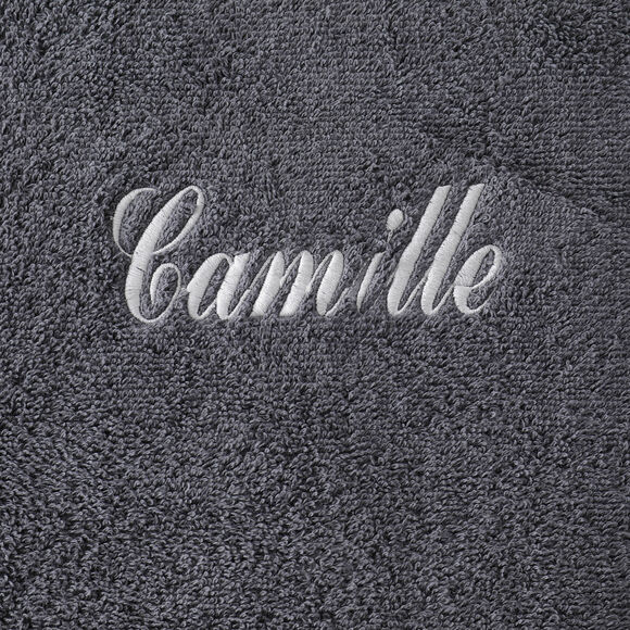 Collection serviettes de bain unies 420 g/m2 liteau fantaisie brod&eacute;, &agrave; personnaliser (anthracite)