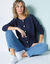 Cardigan met knoopsluiting en zakken, fantasietricot (marine)