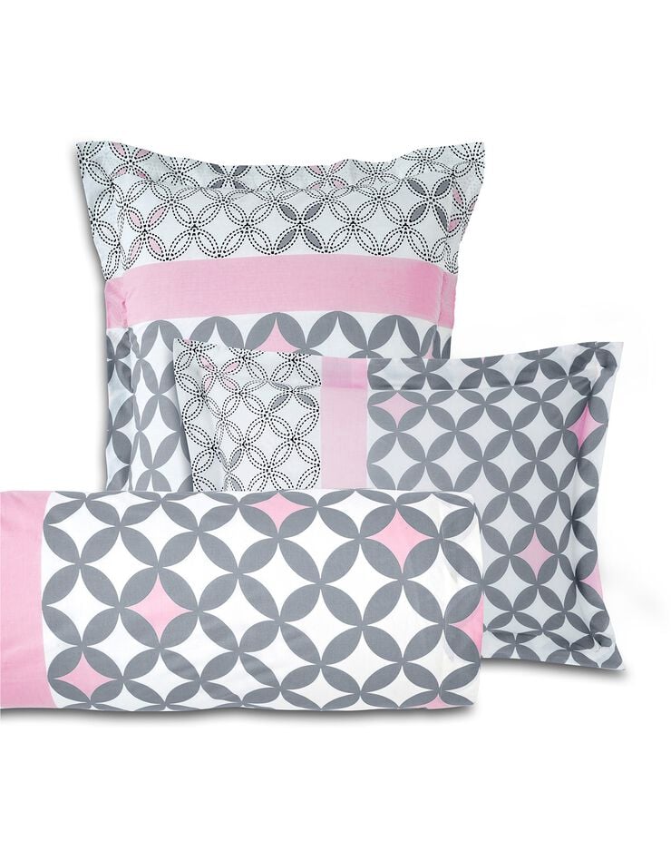 Bedlinnen Marlox in katoen met geometrische motieven, grijs / roze, hi-res image number 5
