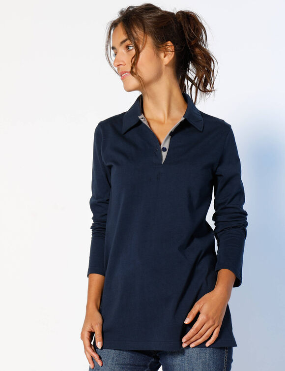 Polo bicolore maille jersey (marine / gris)