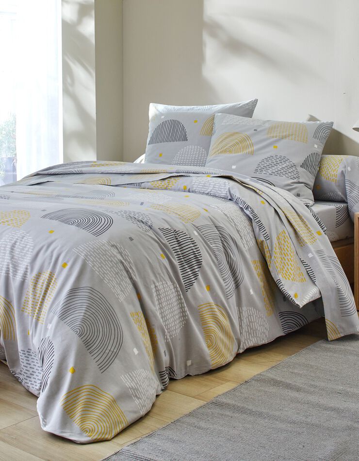 Parure de lit Emilie - coton, gris / jaune Parure de lit Emilie - coton, gris / jaune, hi-res image number 0