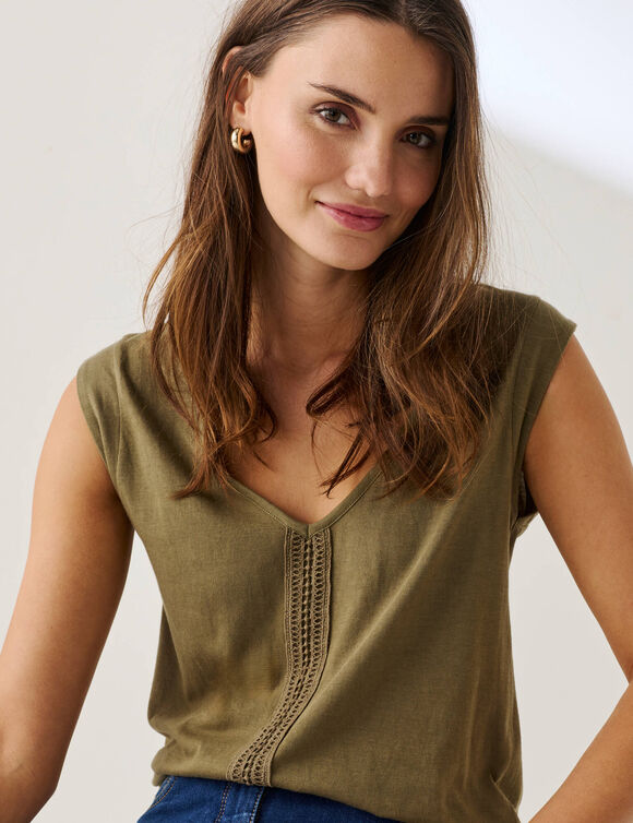 D&eacute;bardeur bande macram&eacute; (kaki)