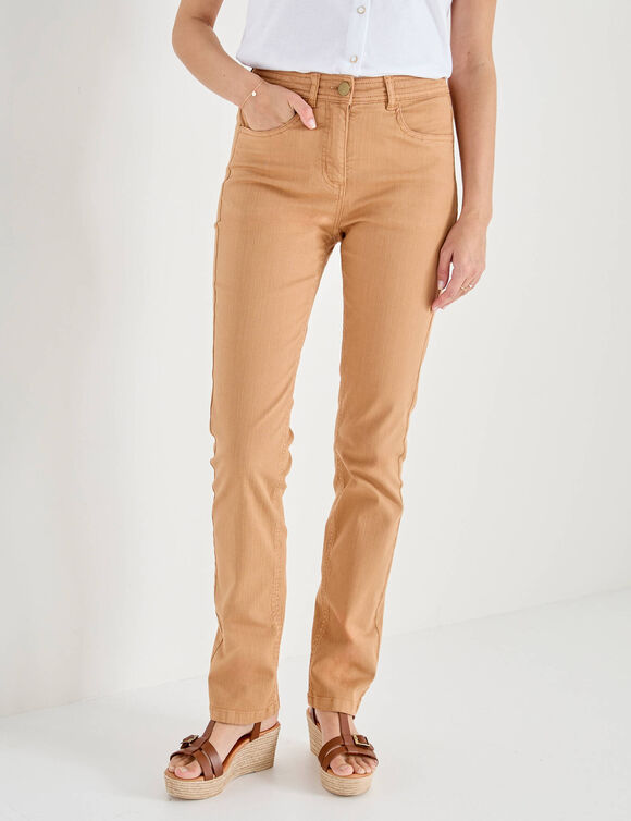 Pantalon droit sculptant, renfort gainant (noisette)