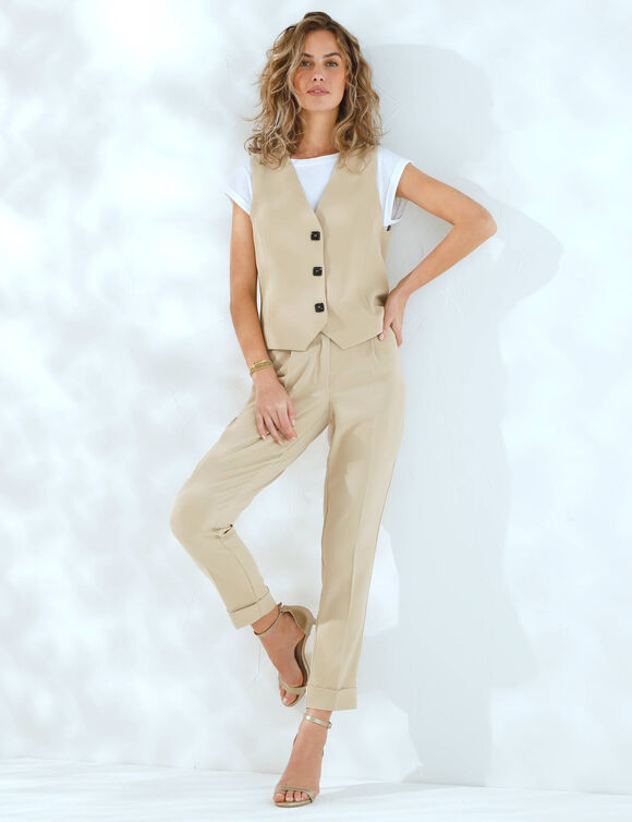 Pantalon 7/8ème fuselé fluide (beige)