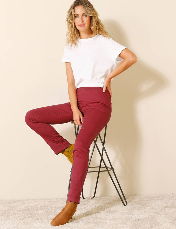 Pantalon droit "ultra confort" taille élastiquée (rouge)