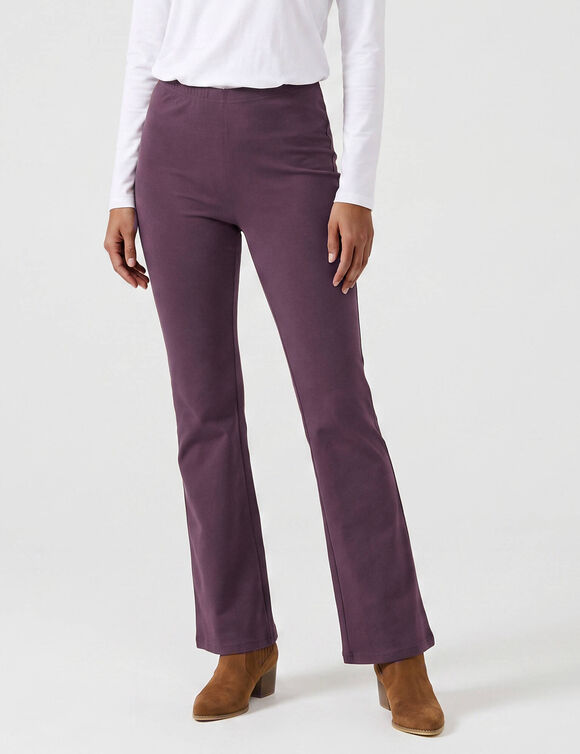 Legging bootcut uni, taille &eacute;lastiqu&eacute;e (prune)
