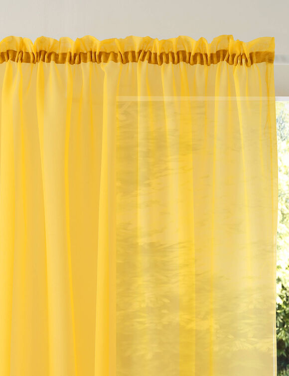 Effen voilegordijn met fronsgalon (geel)