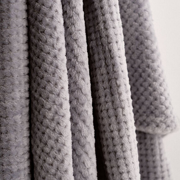 Plaid polaire nid d'abeille (gris perle)