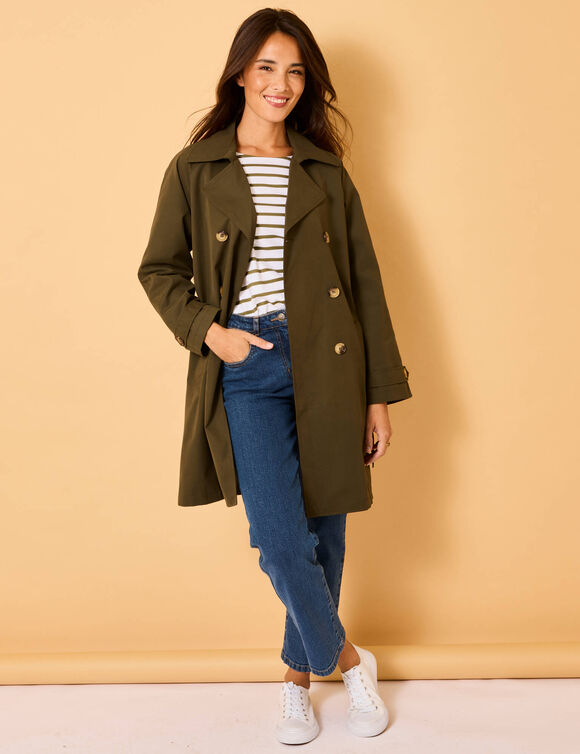 Trench déperlant ceinture amovible (kaki)