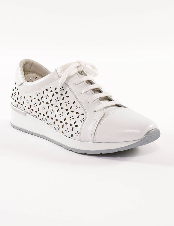 Leren sneakers met ajour (wit)
