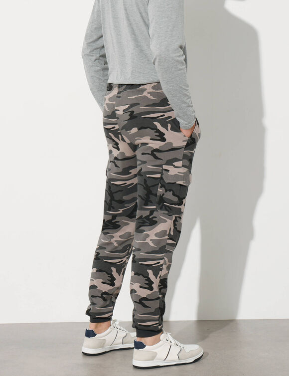 Pantalon molleton cargo bas resserrés (gris camouflage)