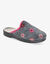 Chaussons mules - brodés fleurs (gris chiné)