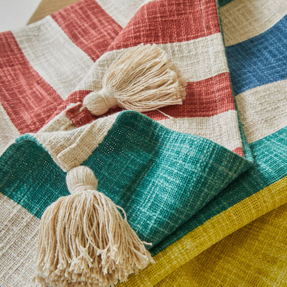 Plaid imprim&eacute; ray&eacute; (terracotta / geel)