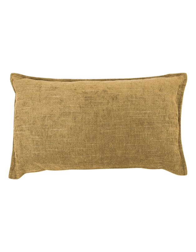 Coussin rectangulaire uni velours texturé (moutarde)