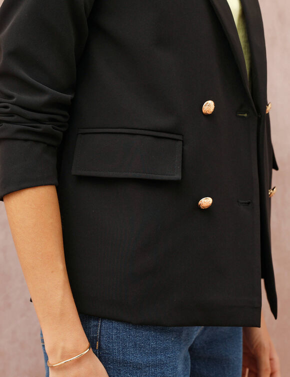 Veste blazer, boutonnage crois&eacute; (noir)