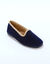 Fluweelpantoffels, met contrasterende bies (marineblauw)