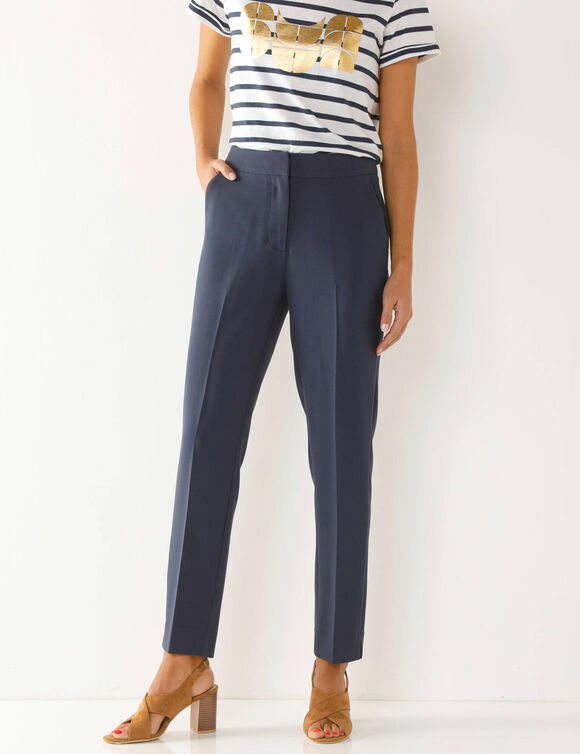 Pantalon 7/8ème coupe cigarette, uni (marine)
