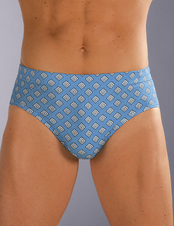 Slip ferm&eacute; imprim&eacute; assorti taille confort - lot de 6 (bleu)