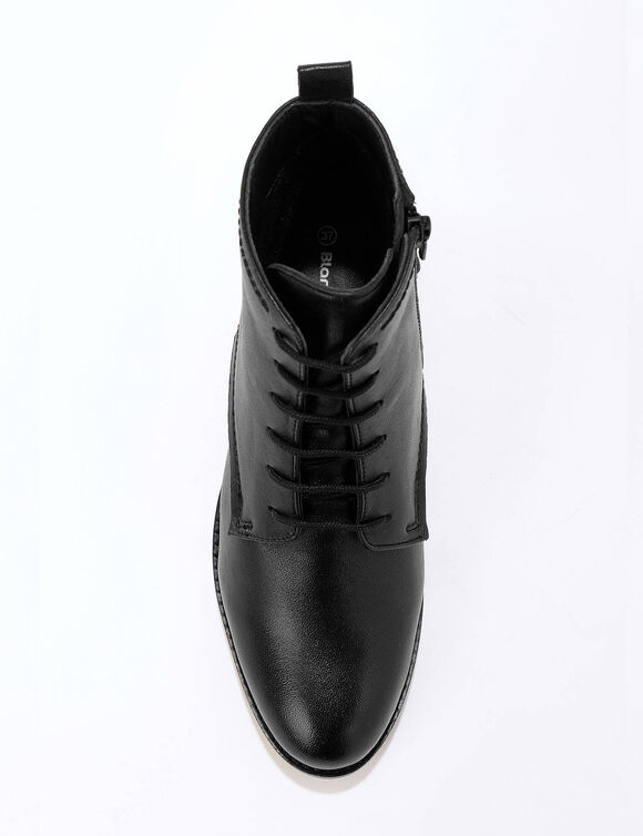 Comfortabele leren bottines met veters (zwart)