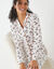 Pyjama met reverskraag en hulstprint (ecru / kersenrood)