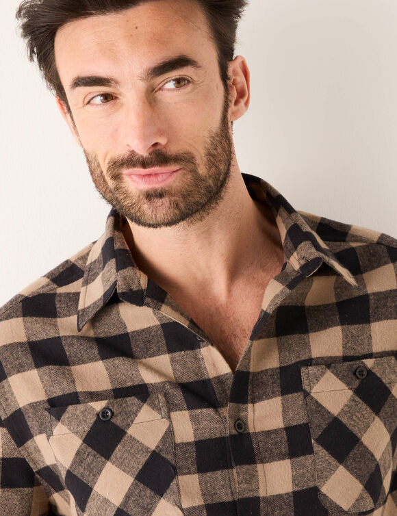 Geruit hemd in flanel - set van 3 (bruin + wit + rood)