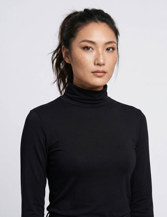 Sous-pull &agrave; col roul&eacute; chaleur seconde peau (noir)