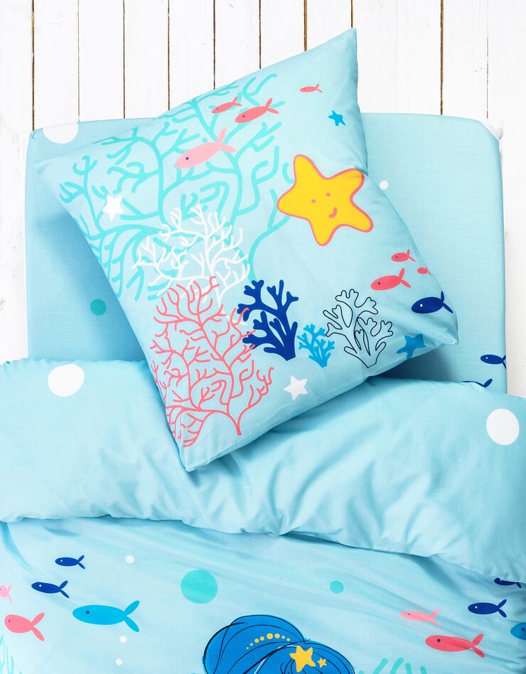 Linge de lit enfant à motifs sirènes Doris 1 personne - coton (lagon)