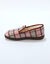 Charentaises met wol, geruit motief (roze)