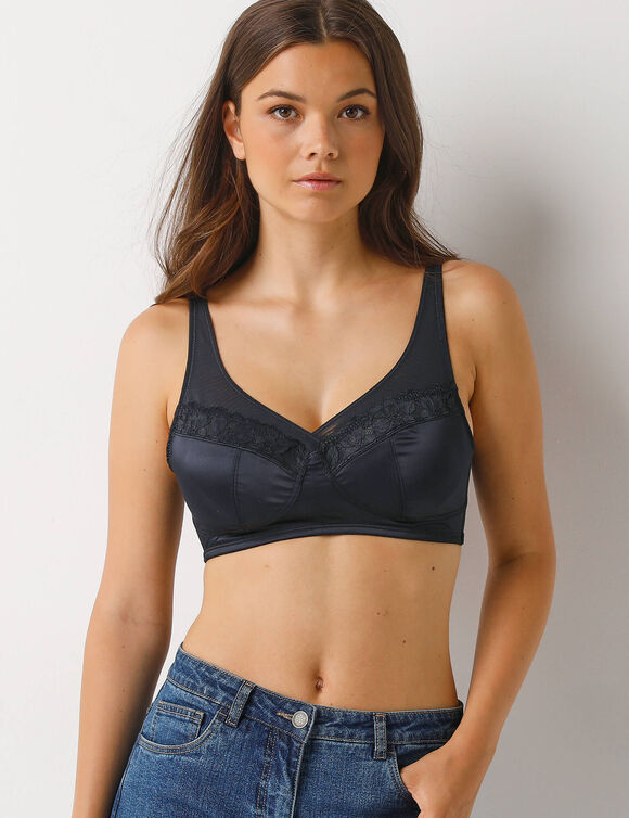 Soutien-gorge forme minimiseur maille et dentelle Teagan - sans armatures (noir)