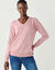Pull col V, laine d'agneau (rose poudr&eacute;)