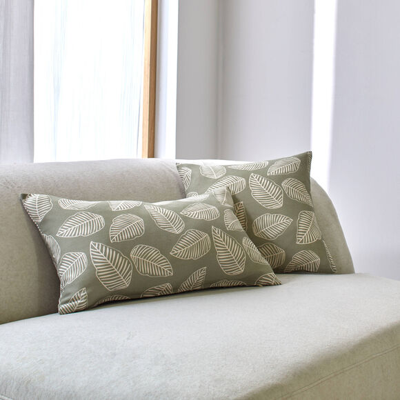 Housse de coussin imprimé petites feuilles - lot de 2 (groen)