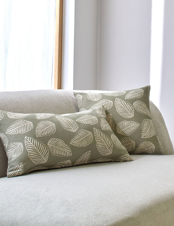 Housse de coussin imprimé petites feuilles - lot de 2 (vert)