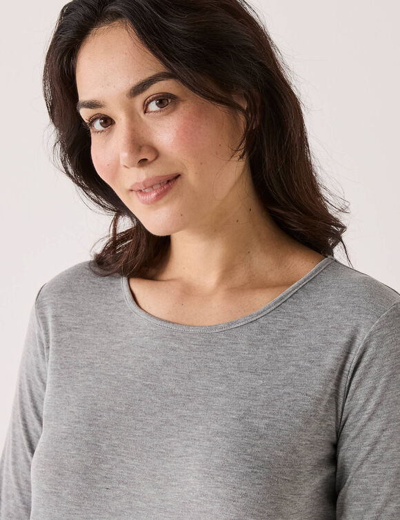 Thermisch T-shirt met ronde hals - lange mouwen (chin&eacute; grijs)