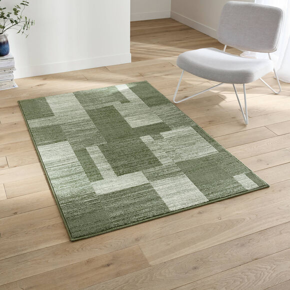 Tapis d&eacute;coratif motif patchwork (vert)