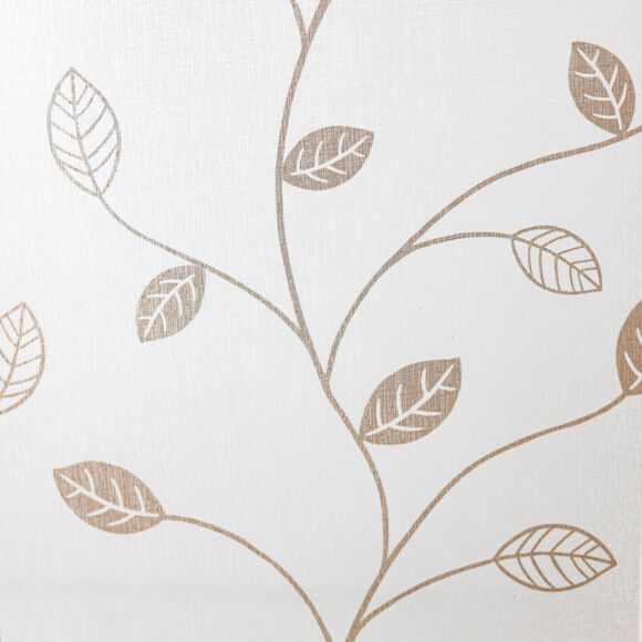 Vitrage voile motif petites feuilles - finition pattes (taupe)