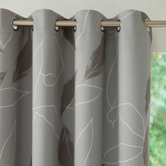 Rideau occultant imprim&eacute; feuillage (gris)