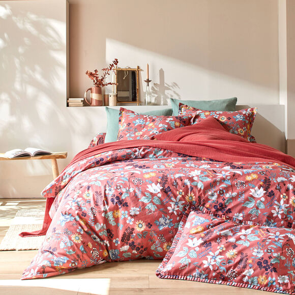 Bedlinnen Kelly in katoen met bloemenprint (rozenhout)