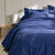 Linge de lit uni coton (marine)