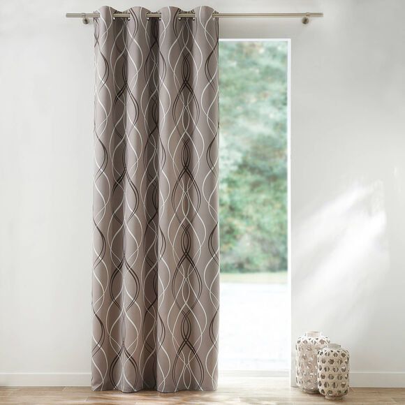 Verduisterend gordijn met slangenprint (taupe)