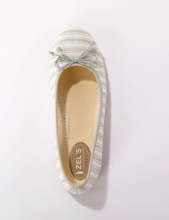 Ballerines noeud fantaisie en toile (gris / blanc)