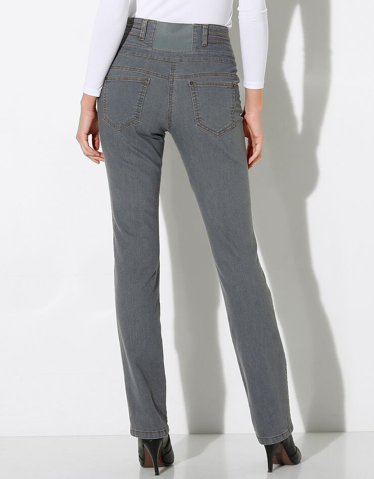 Rechte jeans met hoge taille, grijs, hi-res image number 2