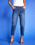  Comfortabele stretchjeans in 'mom' model, elastische taille (stone)