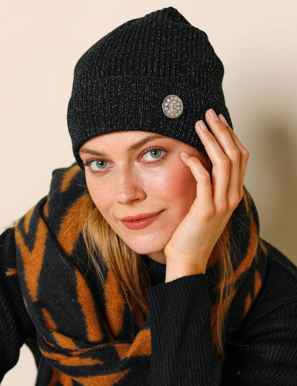 Bonnet bouton bijou (noir)