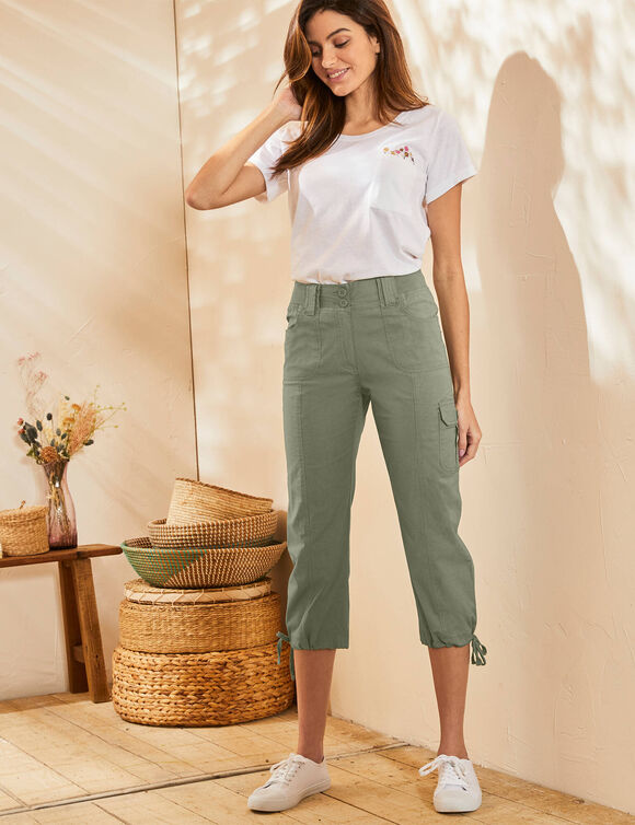 Pantacourt ceinture maille (kaki)