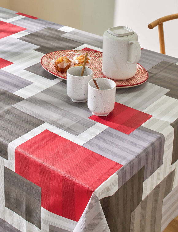 Nappe toile cirée imprimé carrés (rouge)