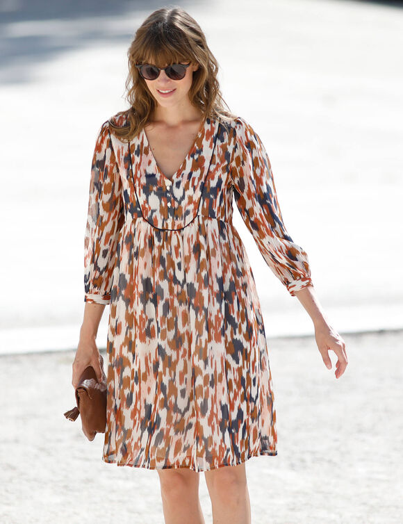 Robe imprimé peau de bête, voile (caramel / marine)