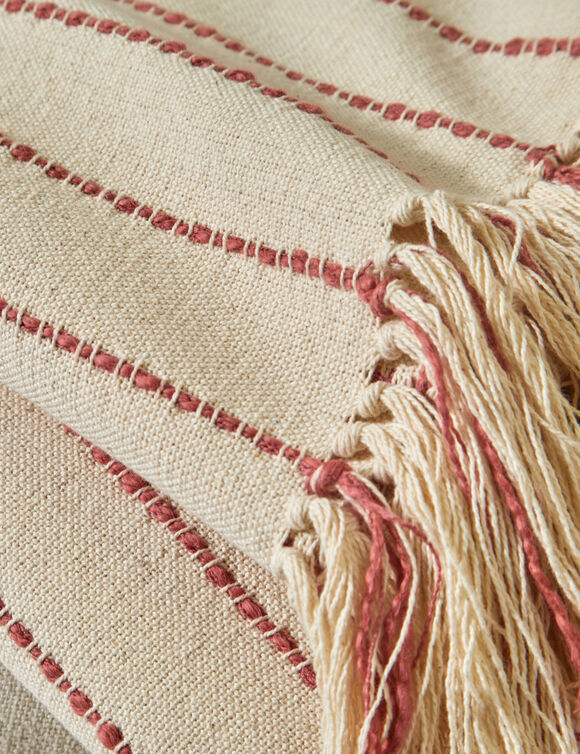 Plaid ou jeté de canapé tissage artisanal (naturel / terracotta)