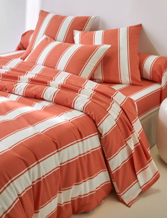 Linge de lit Transat en coton imprim&eacute; (potiron)